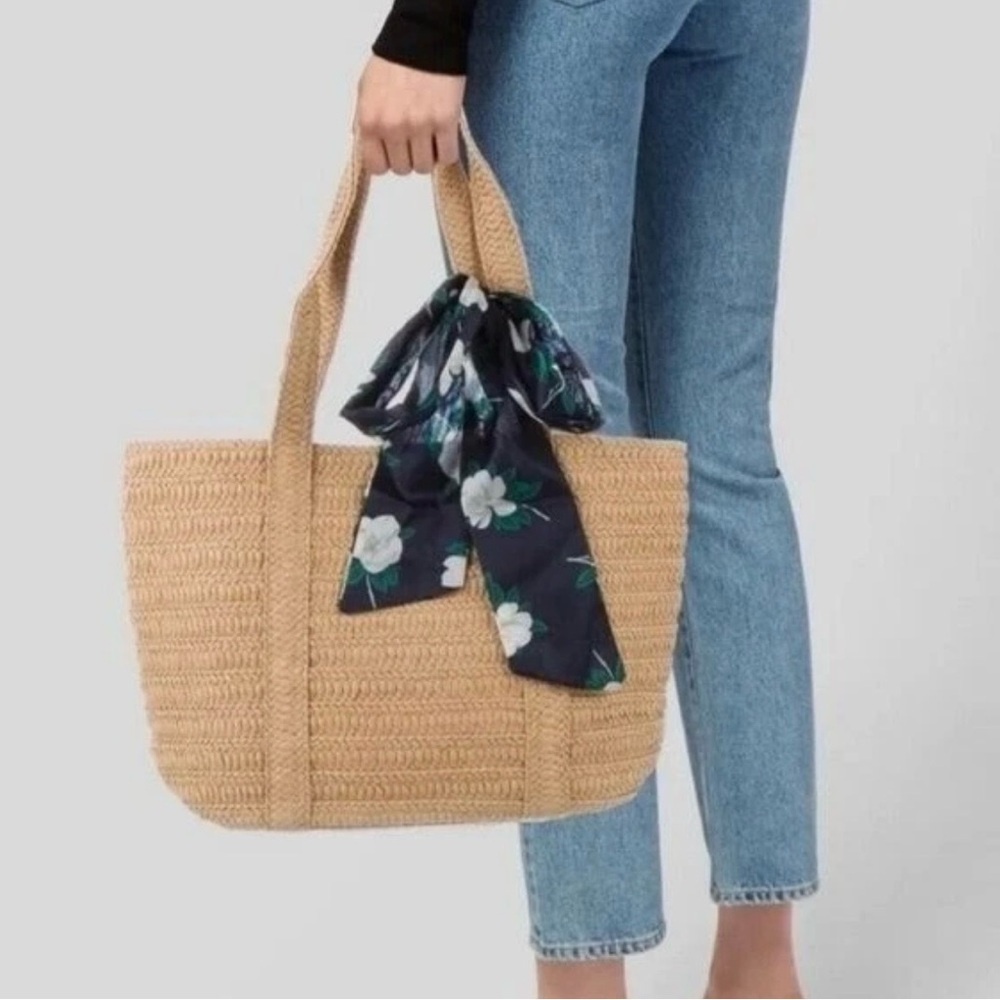 Draper James Everyday Straw Tote Shoulder Bag Resort Coastal Beach Travel 15x9.7